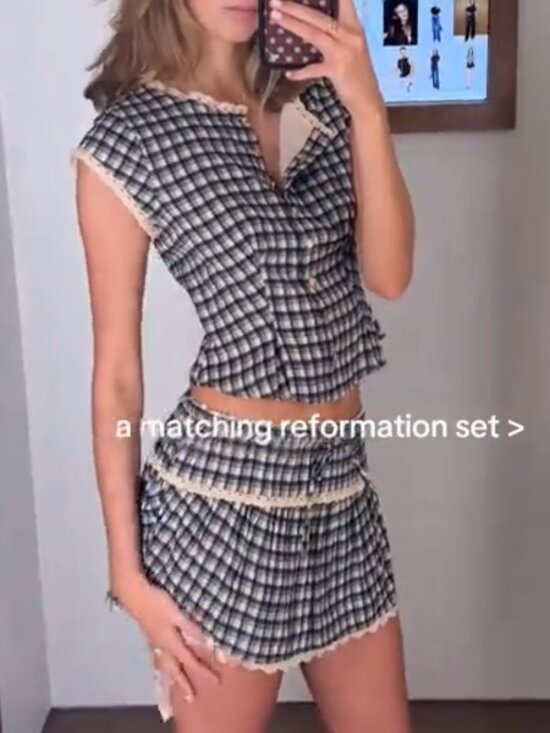 Reformation Dresses & Skirts - Reformation Valetta Two Piece Sz4 Beacon Check French Matching Set